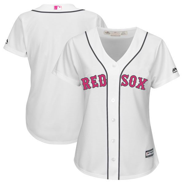 Women 2017 MLB Boston Red Sox White Mothers Day Jerseys->->Women Jersey